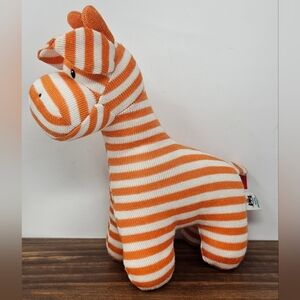 Jellycat Striped Orange White Geoffery Giraffe Soft Baby Chime Rattle Toy 9 in